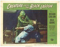 8f277 CREATURE FROM THE BLACK LAGOON LC #5 '54 best close up of monster attacking man on boat!
