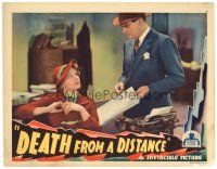8f444 DEATH FROM A DISTANCE LC '35 Russell Hopton shows newspaper to Lola Lane by typewriter!