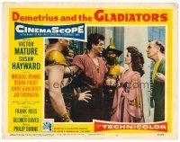 8f448 DEMETRIUS & THE GLADIATORS LC #5 '54 Victor Mature & Susan Hayward stare at each other!