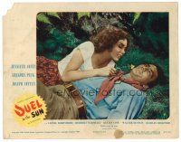 8f478 DUEL IN THE SUN LC #8 '47 c/u of sexy Jennifer Jones waking Gregory Peck with a flower!