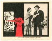 8f493 FATAL DESIRE LC #3 '63 Cavalleria Rusticana, c/u of Anthony Quinn, cool art of hand with knife
