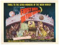 8f199 FIRST MEN IN THE MOON TC '64 Ray Harryhausen, H.G. Wells, fantastic sci-fi artwork!