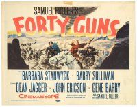 8f203 FORTY GUNS TC '57 Samuel Fuller, art of Barbara Stanwyck & Barry Sullivan on horseback!