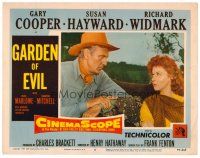 8f515 GARDEN OF EVIL LC #5 '54 close up of Gary Cooper staring at sexy Susan Hayward!