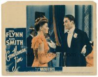 8f517 GENTLEMAN JIM LC '42 pretty Alexis Smith stands in front of boxer Errol Flynn in tuxedo!