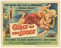 8f207 GIRLS ON THE LOOSE TC '58 classic catfight art of girls in gangs who stop at nothing!