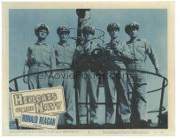 8f547 HELLCATS OF THE NAVY LC #3 '57 Ronald Reagan stands on submarine bridge with four officers!