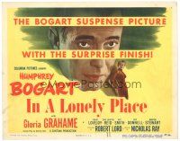 8f219 IN A LONELY PLACE TC '50 huge headshot art of Humphrey Bogart, plus sexy Gloria Grahame!