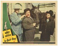 8f585 IT AIN'T HAY LC '43 Patsy O'Connor watches Bud Abbott feed carrot to wacky Lou Costello!