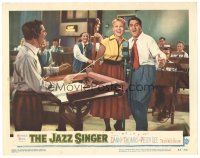 8f595 JAZZ SINGER LC #7 '53 Danny Thomas & Peggy Lee sing into microphone!