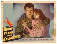 8f695 NIGHT PLANE FROM CHUNGKING LC '43 great close up of Robert Preston with gun holding Ellen Drew