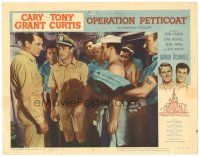 8f704 OPERATION PETTICOAT LC #3 '59 Tony Curtis & sailors look at Cary Grant in submarine!