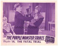 8f740 PURPLE MONSTER STRIKES chapter 14 LC '45 Dennis Moore fights Roy Barcroft in great costume!