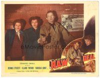 8f746 RAW DEAL LC #4 '48 Dennis O'Keefe with gun protects Claire Trevor & Marsha Hunt!