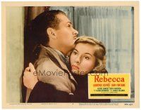 8f751 REBECCA LC #3 R56 Alfred Hitchcock classic, c/u of Joan Fontaine embracing Laurence Olivier!
