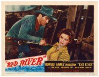8f756 RED RIVER LC #7 '48 Montgomery Clift pulls arrow from incredibly brave Joanne Dru's shoulder!