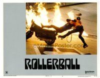 8f776 ROLLERBALL LC #6 '75 cool image of skater James Caan tackling guy on motorcycle!
