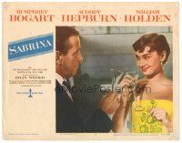 8f786 SABRINA LC #4 '54 Billy Wilder, close up Audrey Hepburn & Humphrey Bogart toasting!
