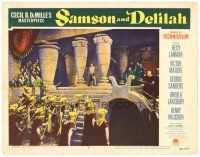 8f792 SAMSON & DELILAH LC #8 '49 strongest man Victor Mature trying to push over stone columns!