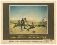 8f807 SEARCHERS LC #7 '56 John Wayne & Jeffrey Hunter in Monument Valley, directed by John Ford!