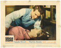 8f863 SPLENDOR IN THE GRASS LC #7 '61 sexy Natalie Wood laying down smiling at Warren Beatty!