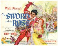 8f264 SWORD & THE ROSE TC '53 Disney, art of Richard Todd swinging sword & holding Glynis Johns!