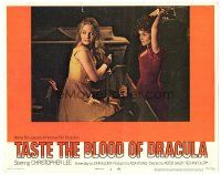 8f894 TASTE THE BLOOD OF DRACULA LC #1 '70 sexy Linda Hayden & Gwen Watford drive stake in chest!