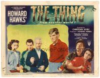 8f907 THING LC #5 '51 Howard Hawks classic horror, Margaret Sheridan & 3 men staring down!