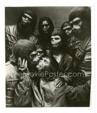 8f119 PLANET OF THE APES 8x10 still '68 wacky posed portrait of apes kissing in crowd!