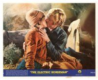 8f047 ELECTRIC HORSEMAN 8x10 mini LC #4 '79 best close up of Robert Redford kissing Jane Fonda!
