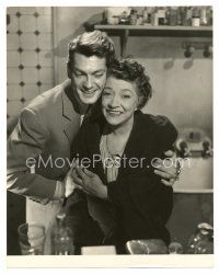 8g111 JEAN MARAIS deluxe 9.5x12 still '50s the French star smiling & hugging older woman!