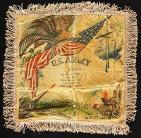 8g003 U.S. ARMY - SISTER satin pillow sham '40s WWII Sweetheart sham, patriotic artwork & poem!