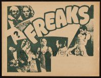 8g649 FREAKS herald R49 Tod Browning classic, great images of sideshow cast!
