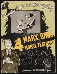 8g055 HORSE FEATHERS campaign book page '32 art of Marx Brothers, Groucho, Harpo, Chico & Zeppo!