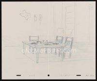 8g026 KING OF THE HILL pencil drawing '97 Mike Judge, cartoon at of kitchen setting!