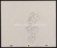 8g031 MINNIE MOUSE pencil drawing '70s great cartoon artwork standing full-length!