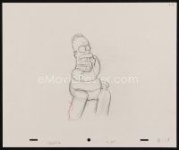 8g011 SIMPSONS pencil drawing '00s Matt Groening, great cartoon art of Homer whispering!