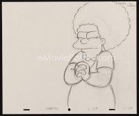 8g023 SIMPSONS pencil drawing '00s Matt Groening, great cartoon art of Patty Bouvier!