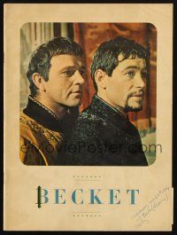 8g393 BECKET program book '64 Richard Burton in the title role, Peter O'Toole, John Gielgud