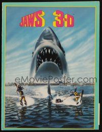 8g444 JAWS 3-D program book '83 great Gary Meyer shark artwork, the third dimension is terror!