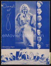 8g416 DINNER AT 8 program book '34 Jean Harlow in a classic all-star romantic comedy!