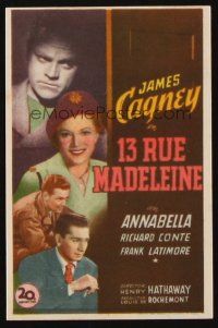 8g696 13 RUE MADELEINE Spanish herald '48 different art of James Cagney & Richard Conte!