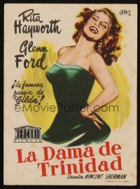 8g704 AFFAIR IN TRINIDAD Spanish herald '54 best art of sexiest laughing Rita Hayworth by Jano!