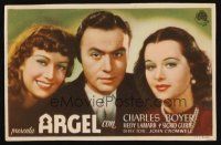 8g708 ALGIERS Spanish herald '38 Charles Boyer between sexy Hedy Lamarr & Sigrid Gurie!