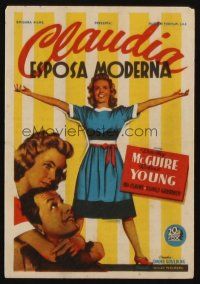 8g737 CLAUDIA Spanish herald '43 Soligo art of Dorothy McGuire, Robert Young & Ina Claire!
