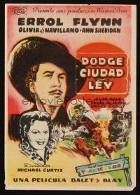 8g752 DODGE CITY Spanish herald '41 Errol Flynn, Olivia De Havilland, Michael Curtiz, different art