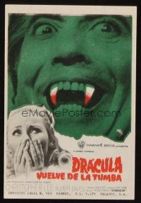 8g757 DRACULA HAS RISEN FROM THE GRAVE Spanish herald '69 cool image of vampire Christopher Lee!