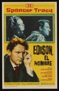 8g759 EDISON THE MAN Spanish herald R61 great image of Spencer Tracy as Thomas the inventor!