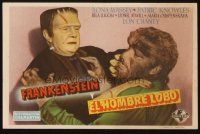 8g767 FRANKENSTEIN MEETS THE WOLF MAN Spanish herald '46 best c/u of Bela Lugosi & Lon Chaney Jr.!