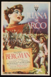 8g803 JOAN OF ARC Spanish herald '50 different art of Ingrid Bergman in armor with sword!